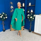 Megan Cape Detail Occasion Dress Emerald