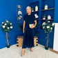 Jane Knit & Satin Midi Dress Navy