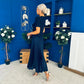 Jane Knit & Satin Midi Dress Navy