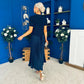 Jane Knit & Satin Midi Dress Navy