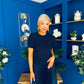 Jane Knit & Satin Midi Dress Navy