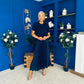 Jane Knit & Satin Midi Dress Navy