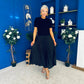 Jane Knit & Satin Midi Dress Black