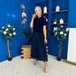 Jane Knit & Satin Midi Dress Black
