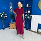 Jane Knit & Satin Midi Dress Wine