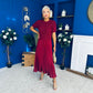 Jane Knit & Satin Midi Dress Wine