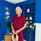 Jane Knit & Satin Midi Dress Wine