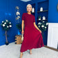 Jane Knit & Satin Midi Dress Wine
