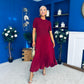 Jane Knit & Satin Midi Dress Wine