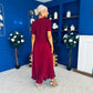 Jane Knit & Satin Midi Dress Wine