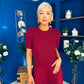 Jane Knit & Satin Midi Dress Wine