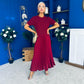 Jane Knit & Satin Midi Dress Wine