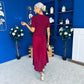 Jane Knit & Satin Midi Dress Wine