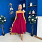Danni Strapless Bandeau Midi Dress Wine