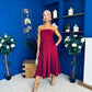 Danni Strapless Bandeau Midi Dress Wine