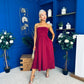 Danni Strapless Bandeau Midi Dress Wine