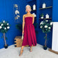 Danni Strapless Bandeau Midi Dress Wine