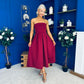 Danni Strapless Bandeau Midi Dress Wine