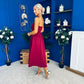 Danni Strapless Bandeau Midi Dress Wine