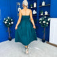 Danni Strapless Bandeau Midi Dress Forest