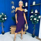 Kamilla Asym Off Shoulder Midi Dress Plum