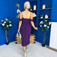 Kamilla Asym Off Shoulder Midi Dress Plum