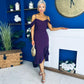 Kamilla Asym Off Shoulder Midi Dress Plum