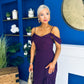 Kamilla Asym Off Shoulder Midi Dress Plum