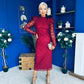 Naomi Puff Sleeve Lace Occasion Dress Wine