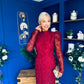 Naomi Puff Sleeve Lace Occasion Dress Wine