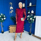 Naomi Puff Sleeve Lace Occasion Dress Wine
