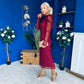 Naomi Puff Sleeve Lace Occasion Dress Wine