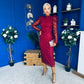 Naomi Puff Sleeve Lace Occasion Dress Wine