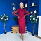 Naomi Puff Sleeve Lace Occasion Dress Wine