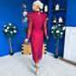 Naomi Puff Sleeve Lace Occasion Dress Wine