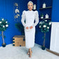 Naomi Puff Sleeve Lace Occasion Dress White