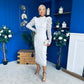 Naomi Puff Sleeve Lace Occasion Dress White