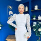 Naomi Puff Sleeve Lace Occasion Dress White