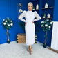 Naomi Puff Sleeve Lace Occasion Dress White