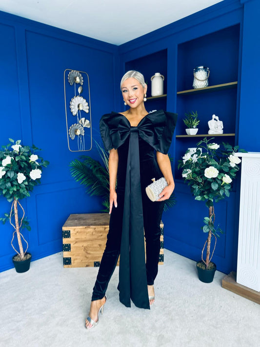 Tabitha Bow Detail Occasion Jumpsuit Black