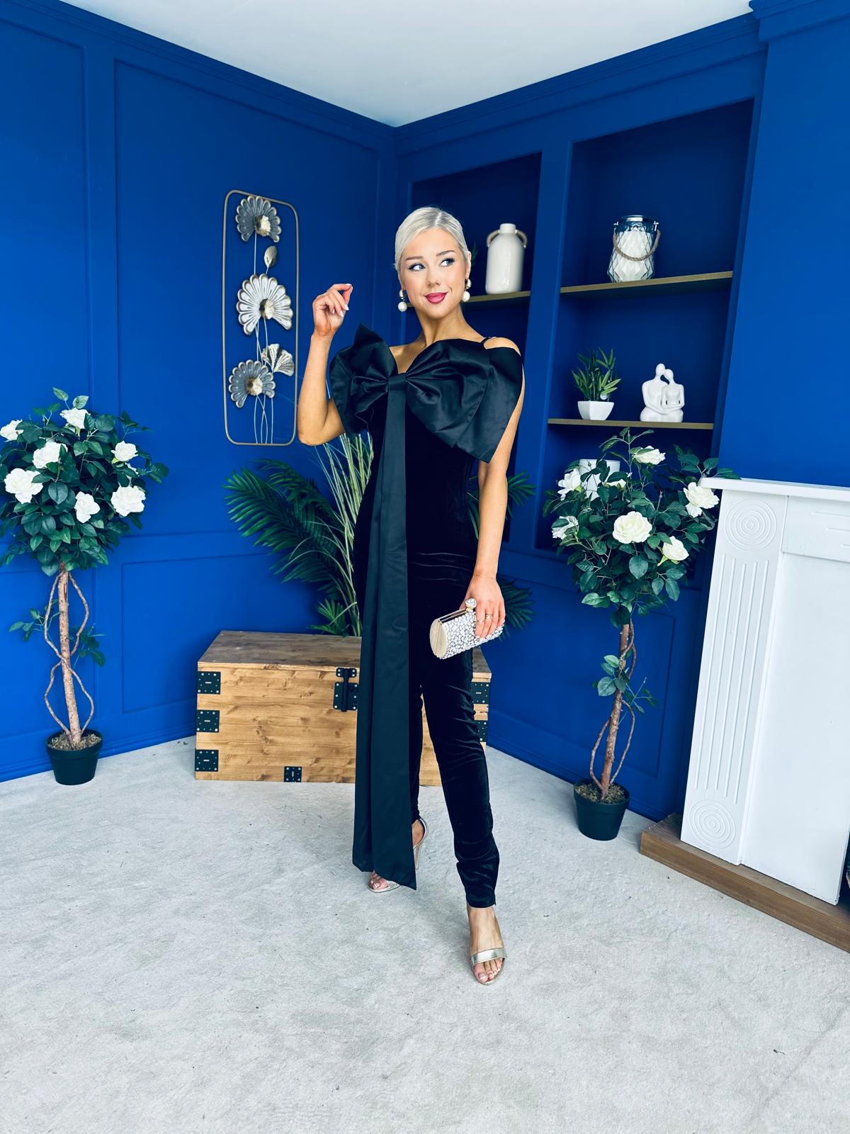 Tabitha Bow Detail Occasion Jumpsuit Black