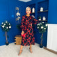 Kyla Long Sleeve Midi Dress Black Floral
