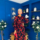 Kyla Long Sleeve Midi Dress Black Floral