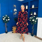 Kyla Long Sleeve Midi Dress Black Floral