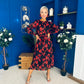 Kyla Long Sleeve Midi Dress Black Floral