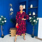 Astrid Long Sleeve Midi Dress Black Fuchsia