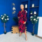 Astrid Long Sleeve Midi Dress Black Fuchsia
