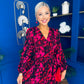 Astrid Long Sleeve Midi Dress Black Fuchsia