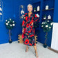 Astrid Long Sleeve Midi Dress Black Floral