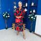 Astrid Long Sleeve Midi Dress Black Floral
